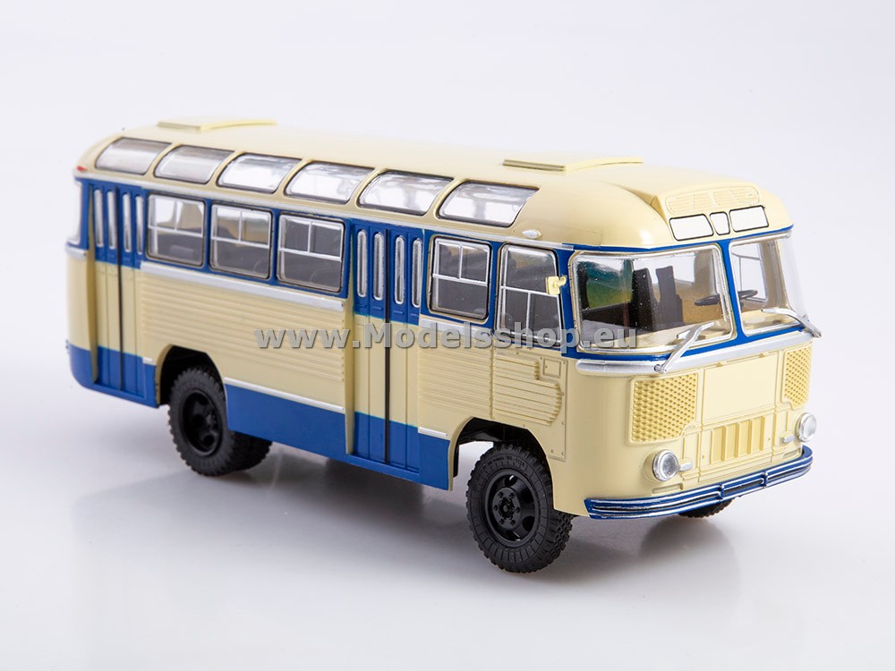 Bus magazine series (Modimio) No. 53 with model of PAZ-652 /beige - blue/