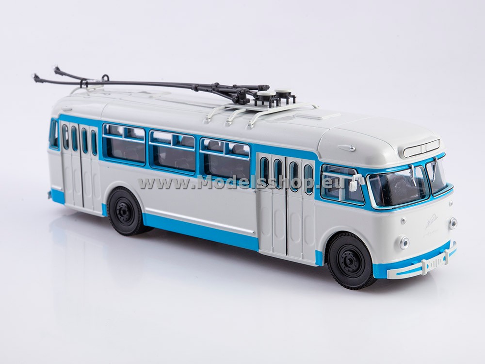 Bus magazine series (Modimio) No. 54 with model of Kiev-4 trolleybus /white - blue/