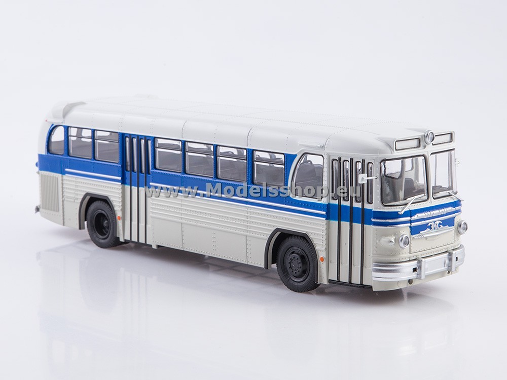 Bus magazine series (Modimio) No. 58 with model of ZIS-129 /silver - blue/