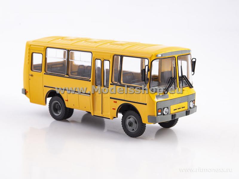 Bus magazine series (Modimio) No. 59 with model of PAZ-3206 bus /yellow/