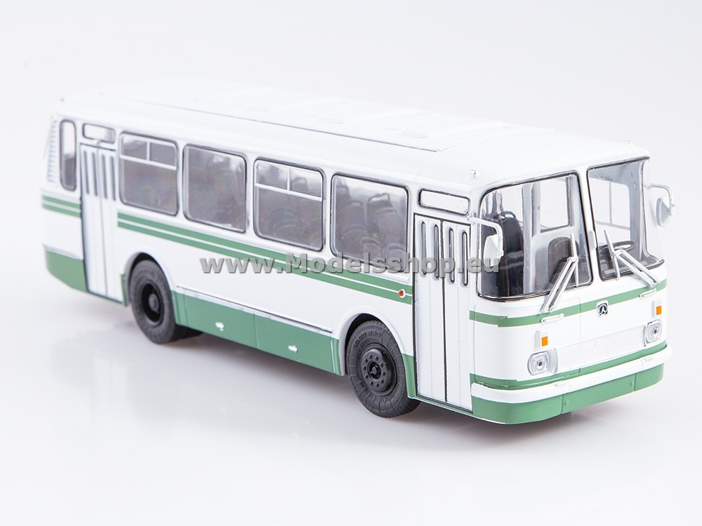 Bus magazine series (Modimio) No. 60 with model of LAZ-695n bus /white - green/
