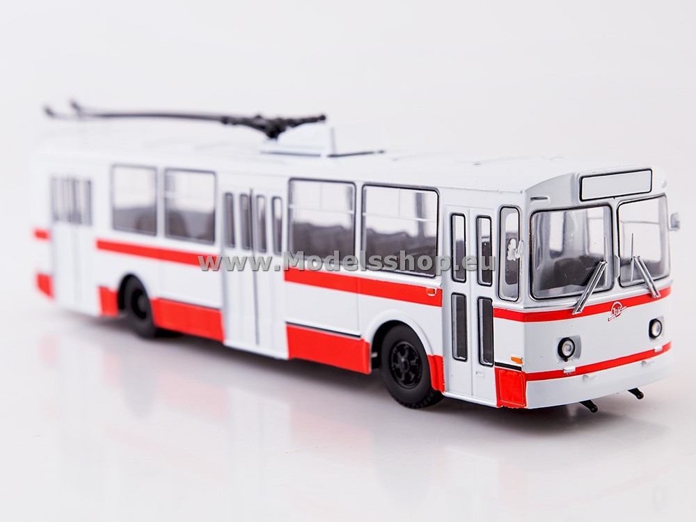 Bus magazine series (Modimio) No. 61 with model of ZIU-682B trolleybus /white - red/
