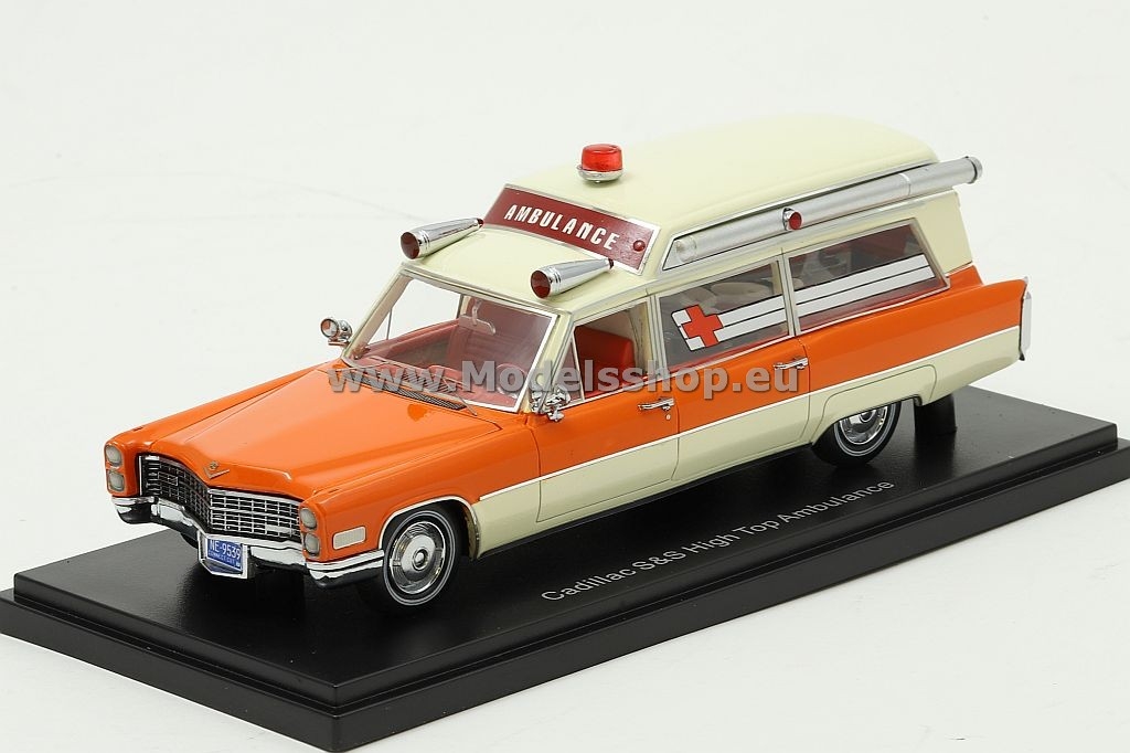 NEO 49539 Cadillac S&S High Top Ambulance, 1966 /white-orange/