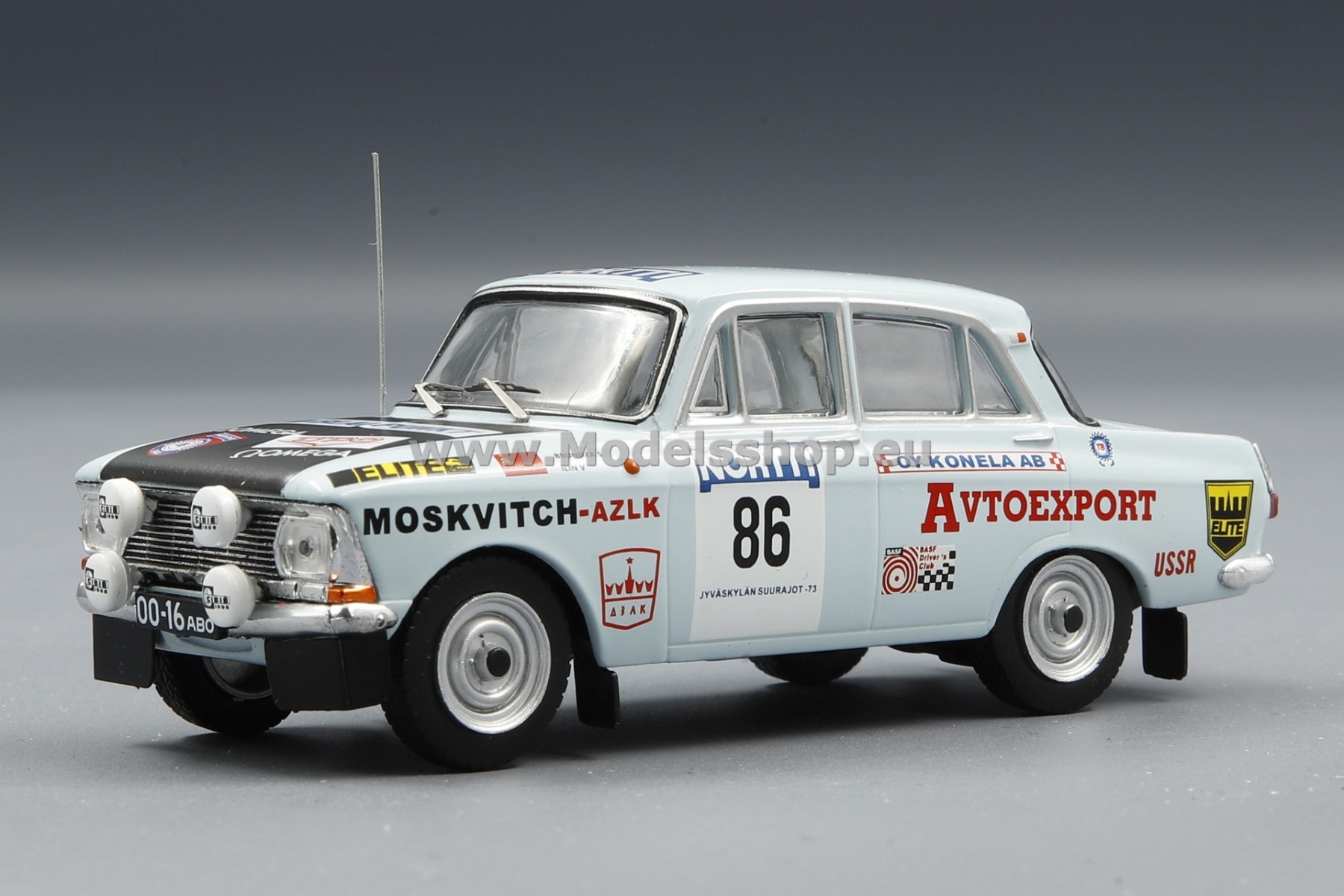 IXO RAC355 Moskvitch / AZLK 412 No.86, 1000 Lakes Rally 1973, S.Brundza/V.Ilin