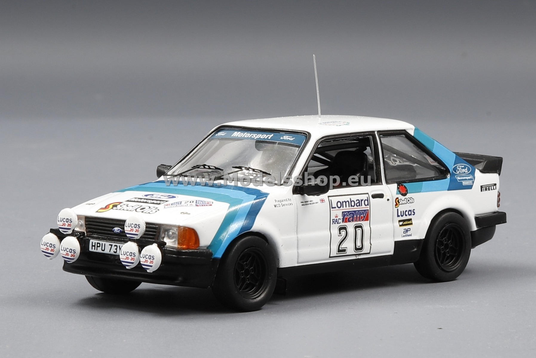 IXO RAC377BLQ Ford Escort MKIII RS 1600i, RHD, No.20, Rallye WM, RAC Rally 1983 M.Wilson/P.Short