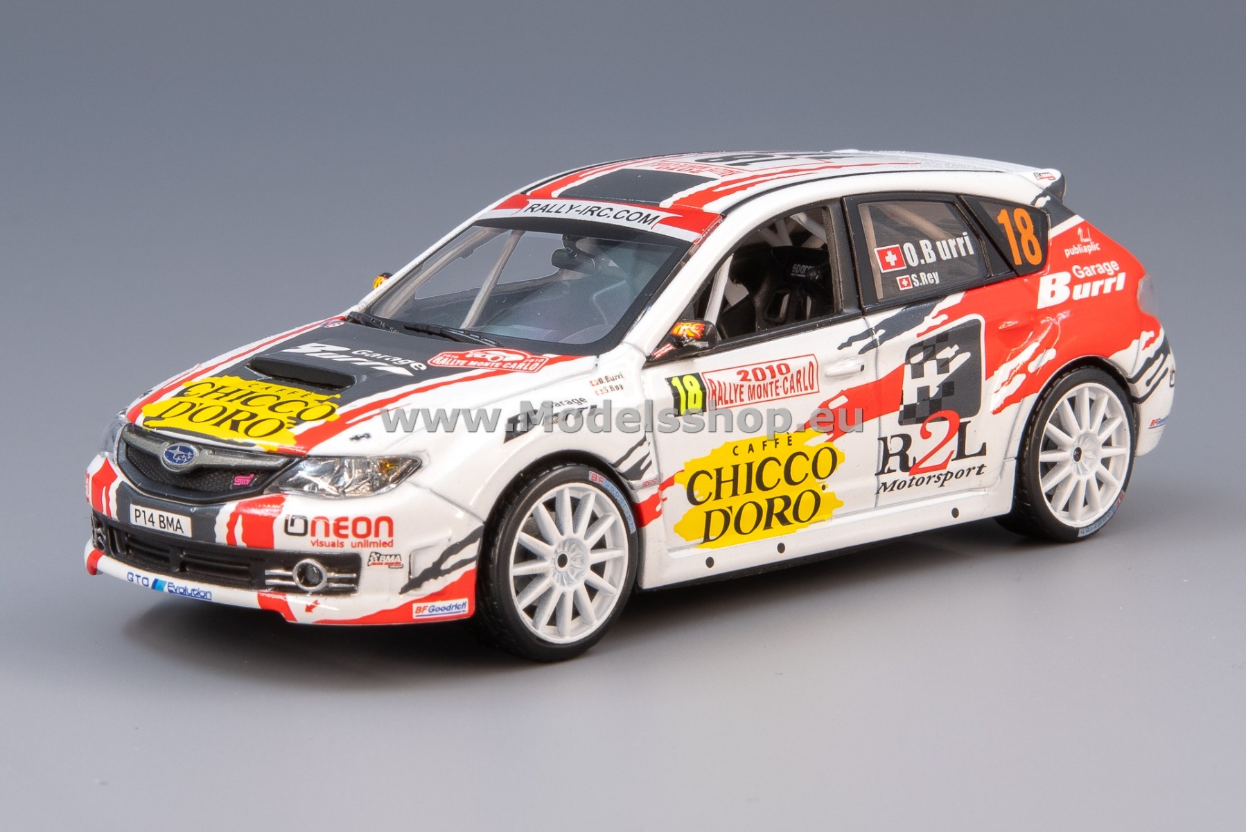 IXO RAM427 Subaru Impreza WRX STI No. 18, Chicco Doro, Rallye Monte Carlo 2010, O.Burri - S.Rey