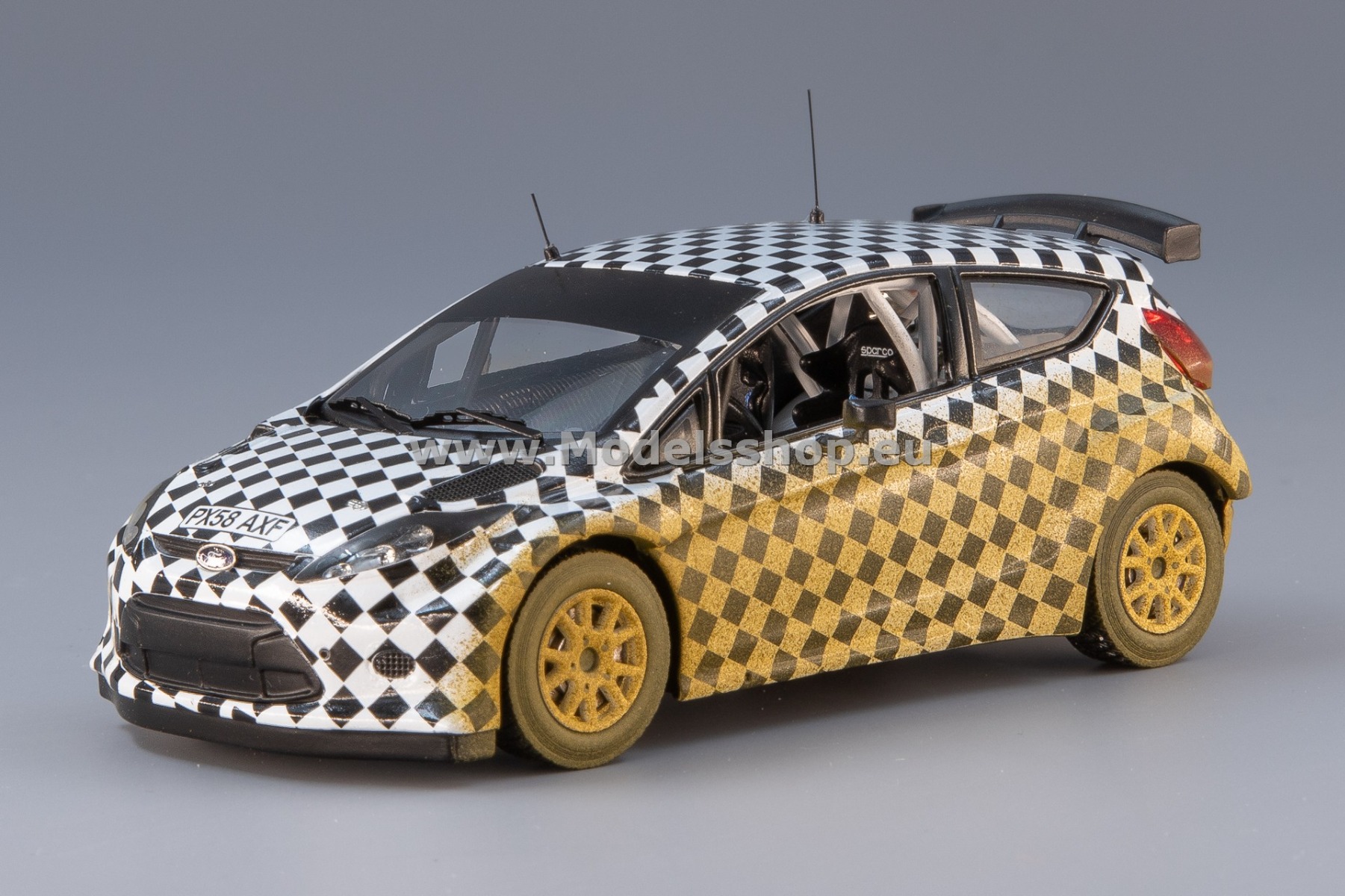 IXO RAM443 Ford Fiesta S2000 2009 Test Car, Greystoke Forest, M. Wilson (w. dirty effects)