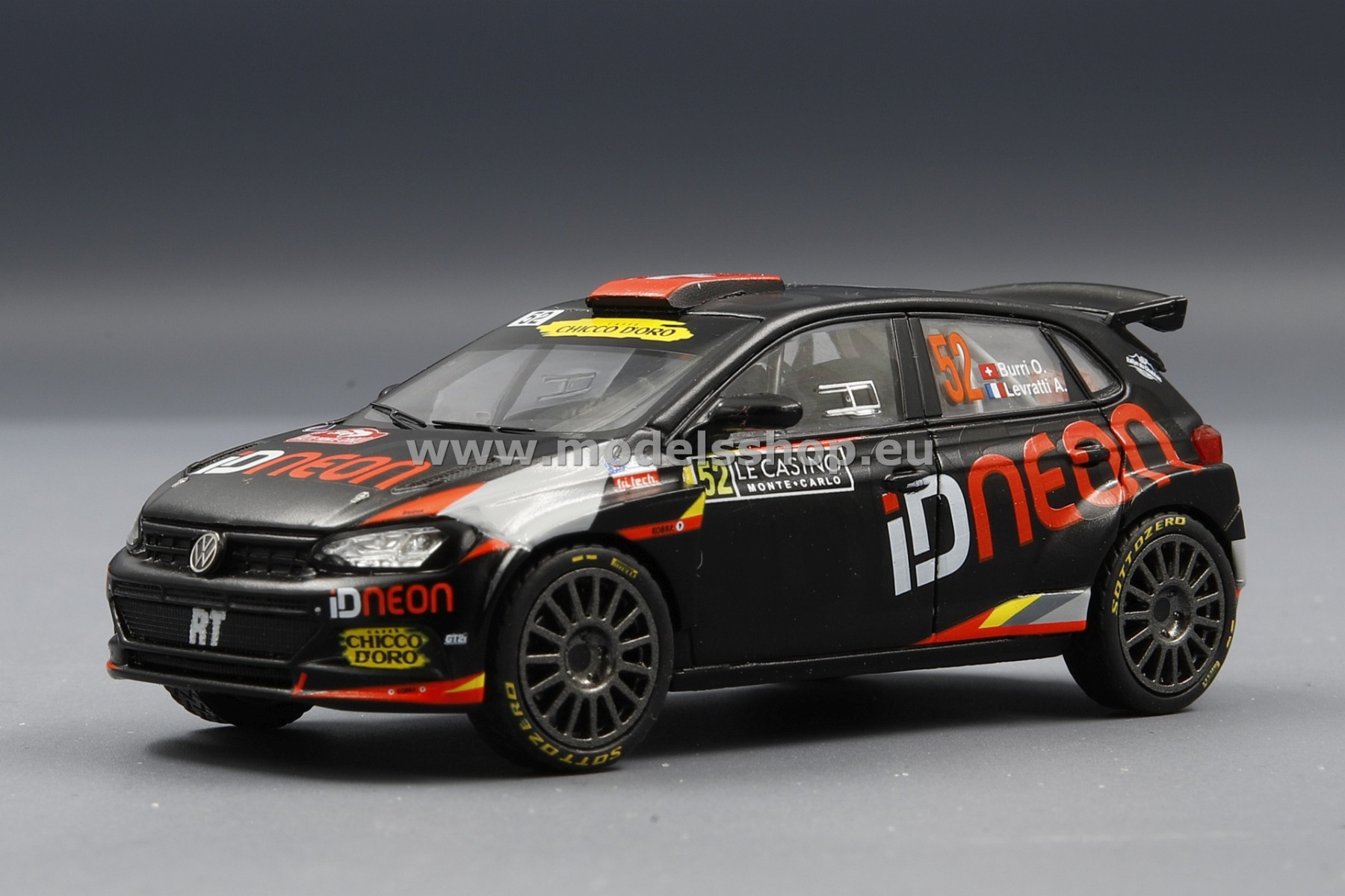IXO RAM795LQ Volkswagen Polo GTI R5, No.52, Rallye WM, Rally Monte Carlo 2021, O.Burri/A.Levratti