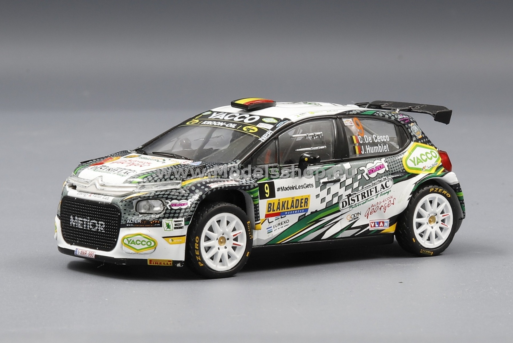 IXO RAM818LQ Citroen C3 Rally2, No.9, Rallye du Condroz 2021 C. de Cecco/J.Humblet