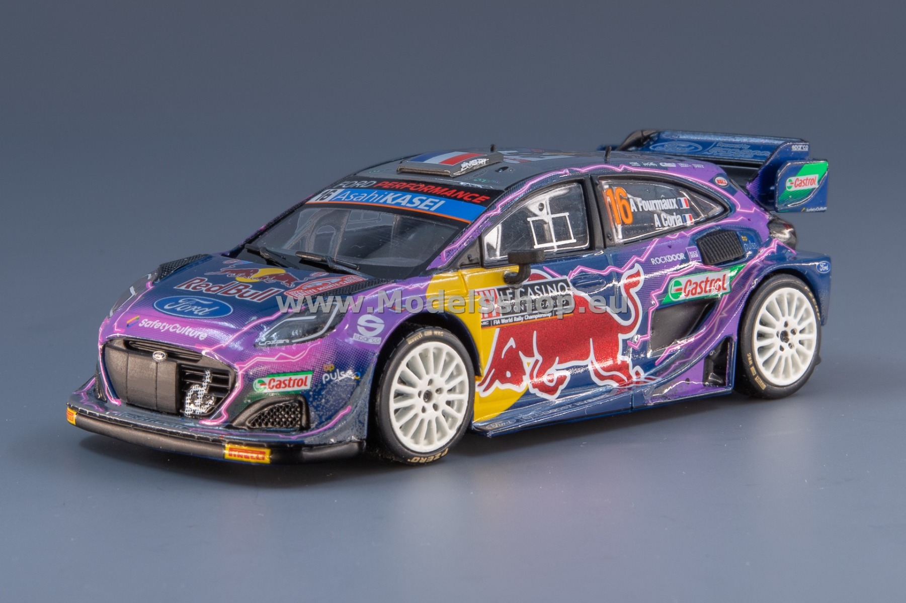 IXO RAM831 Ford Puma Rally1, No.16, Red Bull, Rallye WM, Rally Monte Carlo 2022 A.Fourmaux/A.Coria