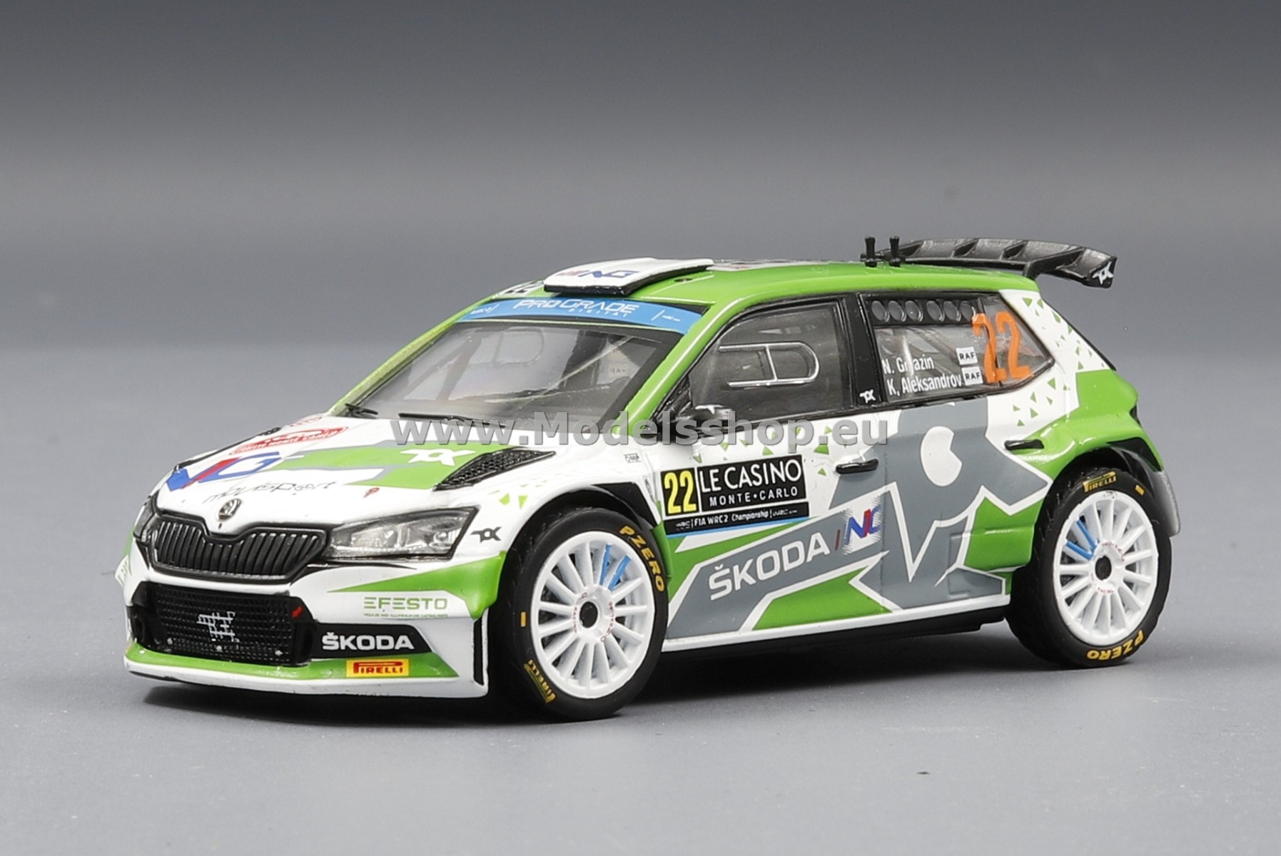 IXO RAM840 Skoda Fabia Rally2 EVO, No.22, Rallye WM, Rally Monte Carlo 2022 N.Gryazin/K.Aleksandrov