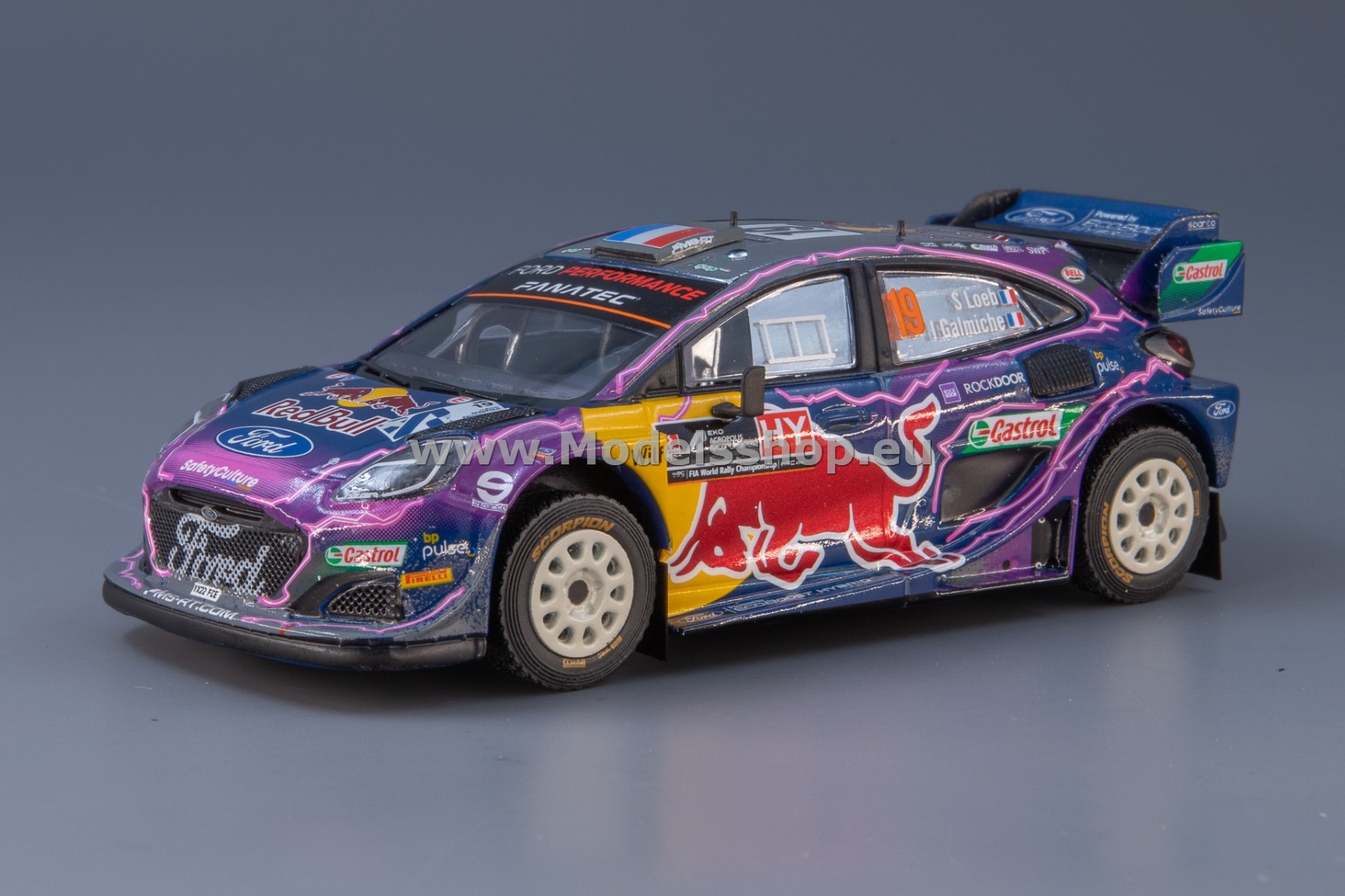 IXO RAM871.22 Ford Puma Rally1, No.19, Red Bull, Rally WM, Rally Acropolis 2022, S.Loeb/I.Galmiche