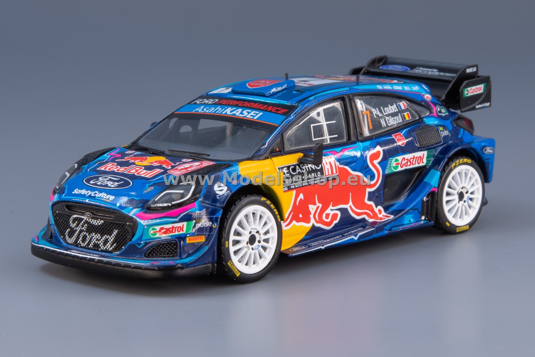 IXO RAM880.22 Ford Puma, No.7, M-sport Ford World Rally team, Red Bull, Rally WM, Rallye Monte Carlo 2023, P.-L. Loubet/N.Gilsou