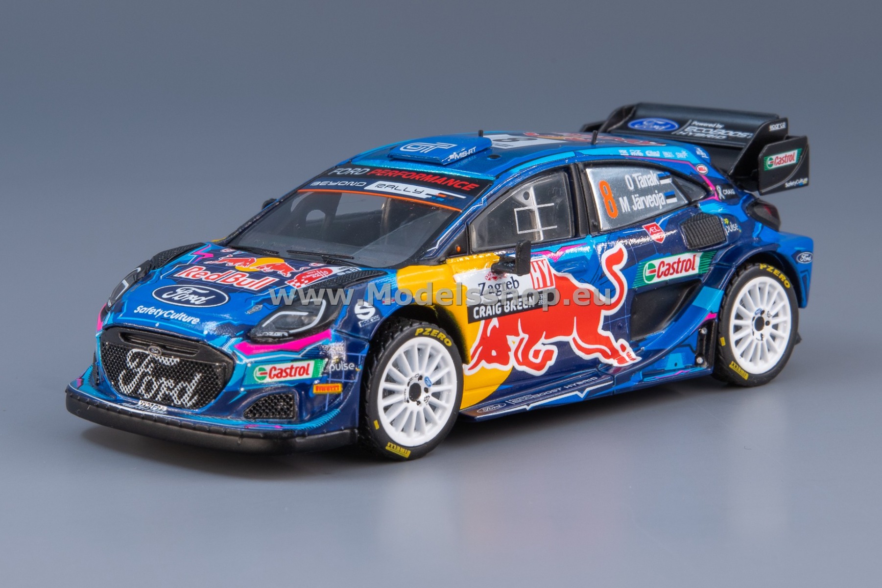 IXO RAM903.22 Ford Puma Rally1, No.8, M-sport Ford World Rally team, Red Bull, Rally WM, Rally Croatia 2023, O.Tänak/M.Järveoja