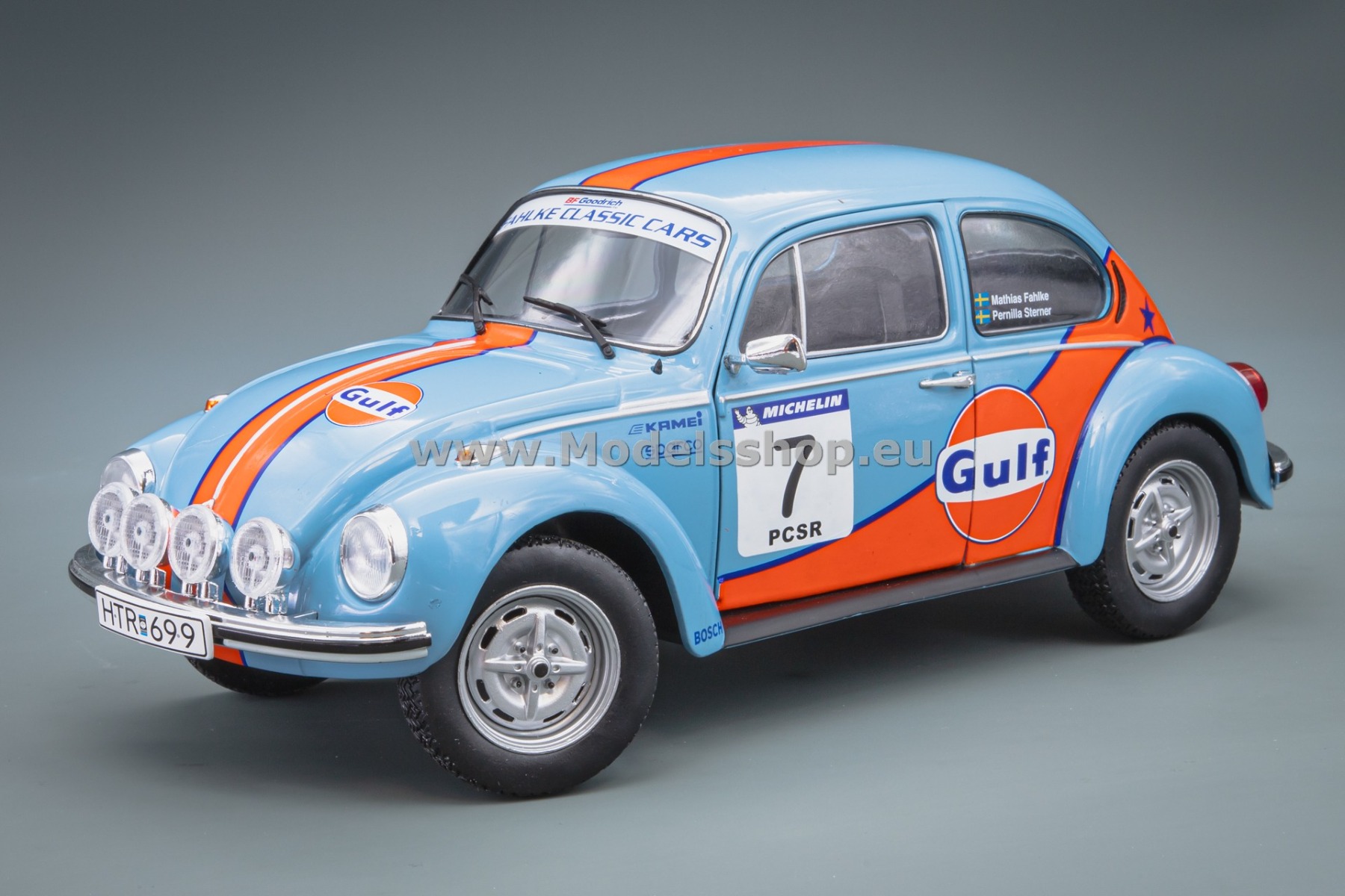 Solido S1800517 Volkswagen / VW Käfer / Beetle 1303, Gulf #7, Rallye Colds Balls 2019, Mathias Falke - Pernilla Sterner