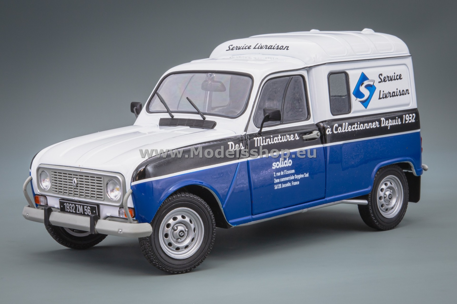 Solido S1802207 Renault R4 F4 Van, Solido 90th Anniversary Edition, 1988 /white -blue/