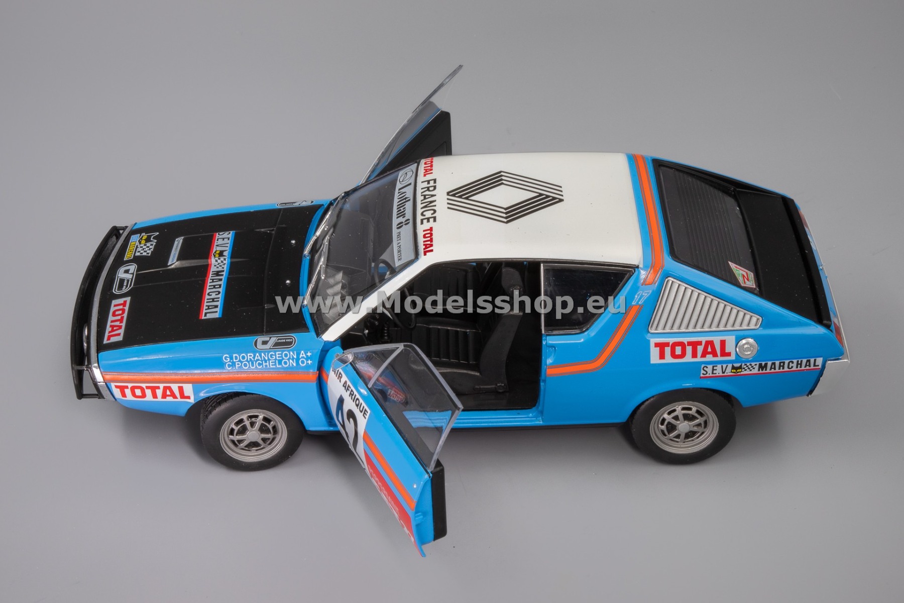 Solido S1803706 Renault 17, No. 42, Rallye Abidjan-Nice 1976