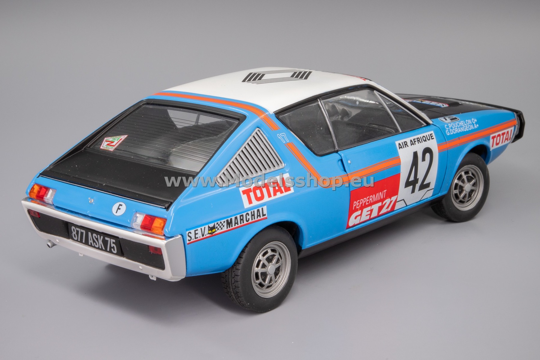 Solido S1803706 Renault 17, 42, Rallye Abidjan-Nice 1976