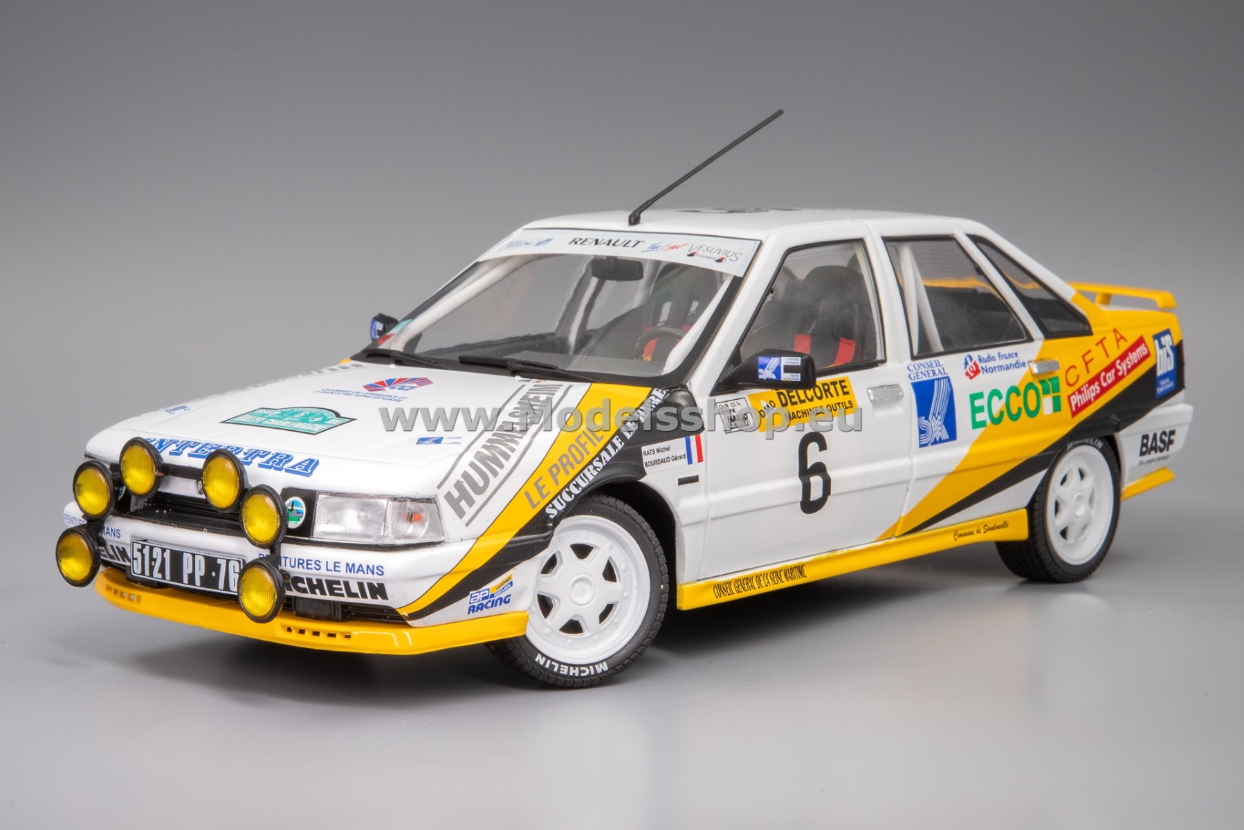 Solido S1807704 Renault 21 Turbo, Gr A, No.6 Rally Charlemagne 1991, M. Rats / G. Bourdaud