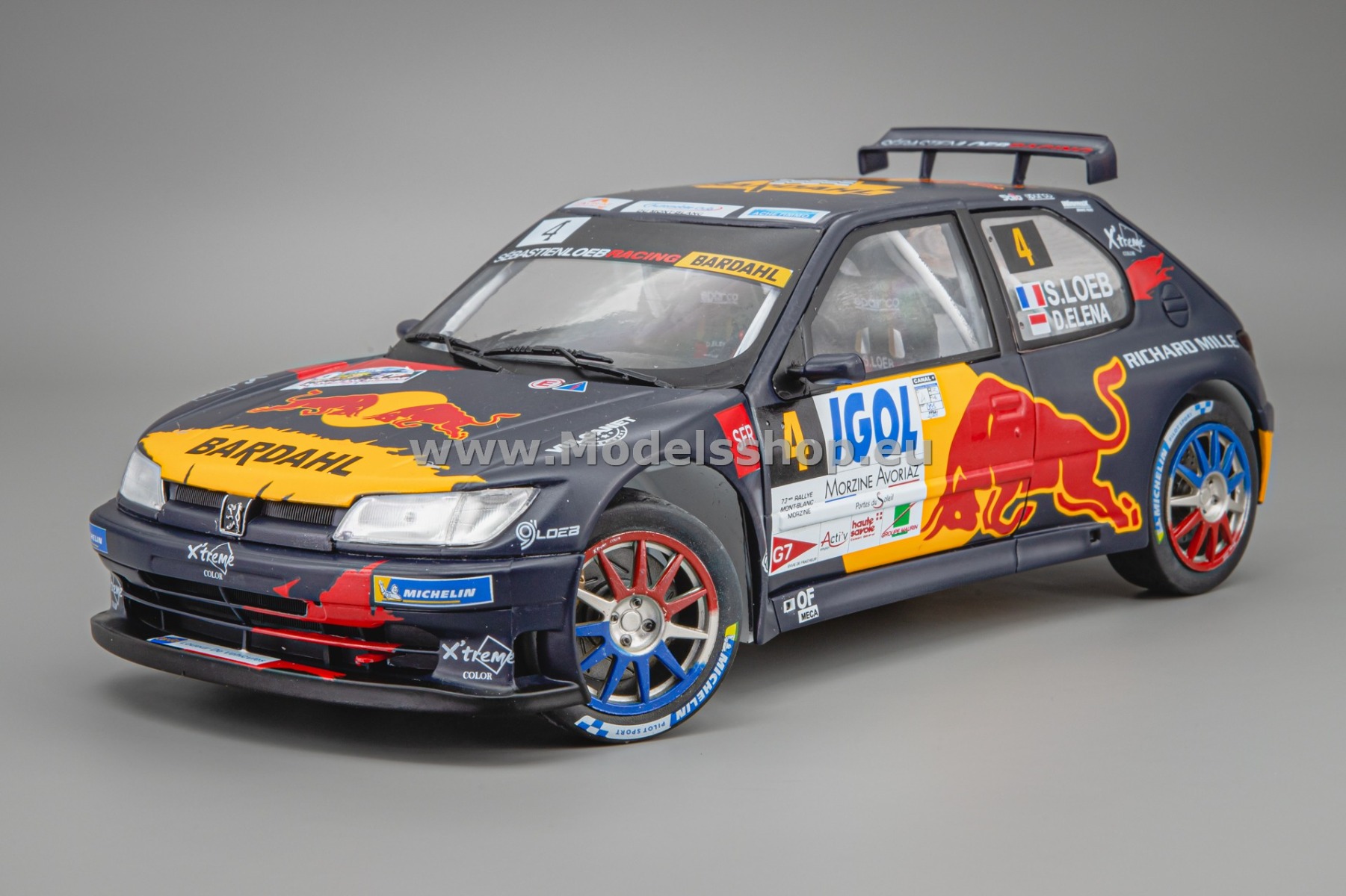Solido S1808301 Peugeot 306 Maxi, No.4, Rallye du Mont Blanc 2021, S.Loeb / D.Elena