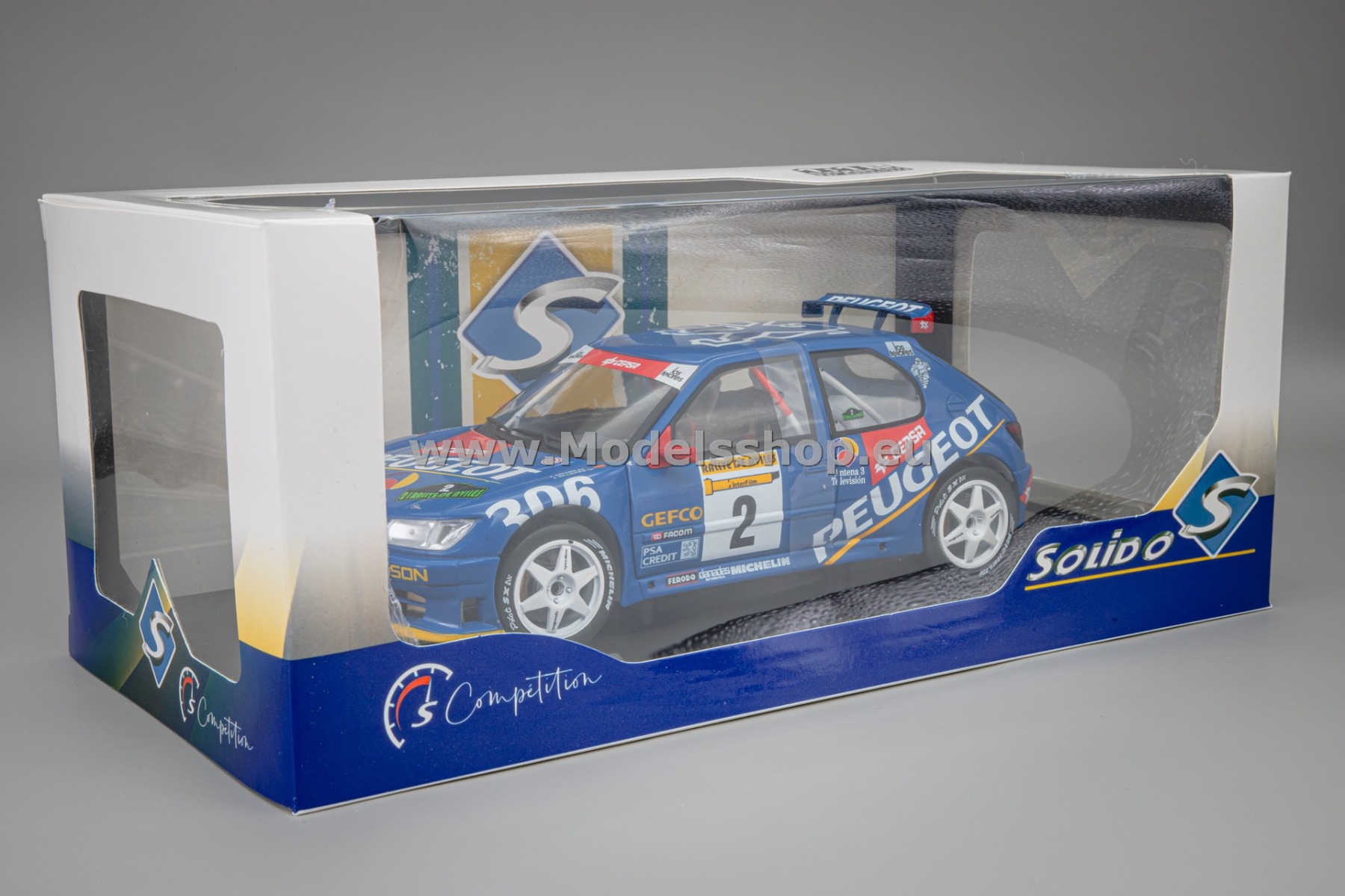 Solido S1808309 Peugeot 306 Maxi, No.2, Rallye de Avilès 1997, J
