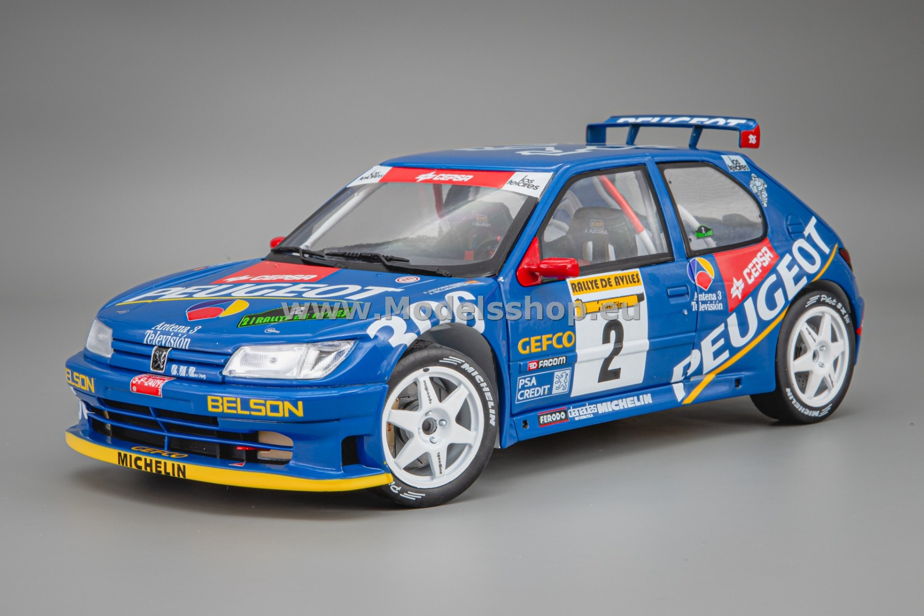 Solido S1808309 Peugeot 306 Maxi, No.2, Rallye de Avilès 1997, J.Azcona / J.Billmaier