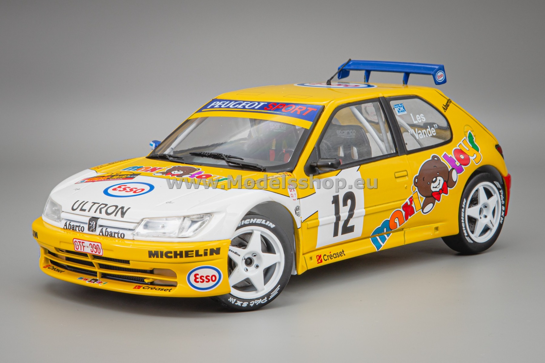 Solido S1808311 Peugeot 306 Maxi No.12, 9th Rallye du Condroz 1997, J.P. van de Wauwer - J. Vanderschueren