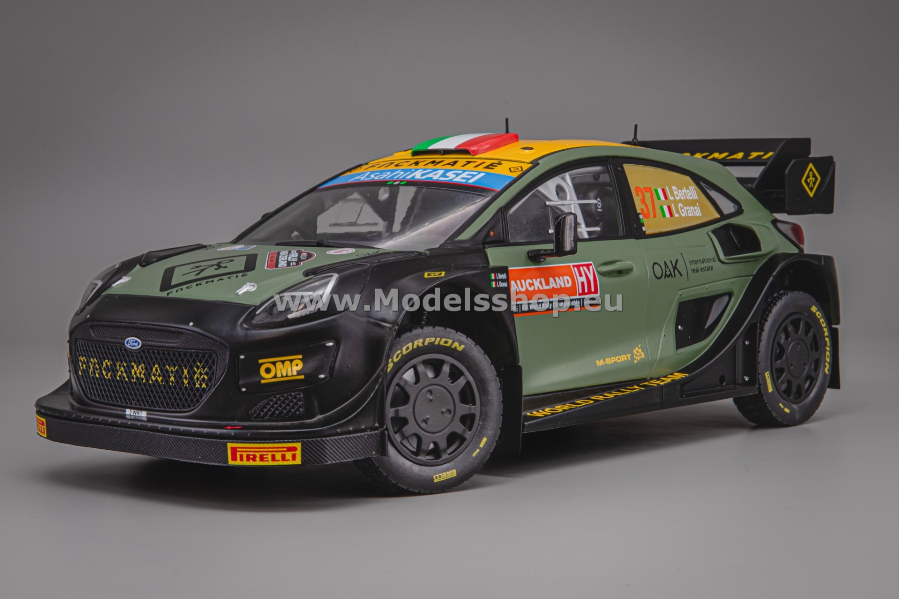 Solido S1809505 Ford Puma Rally1 Hybrid, No.7, WRC Rally New Zealand 2022, L.Bertelli / L.Granai