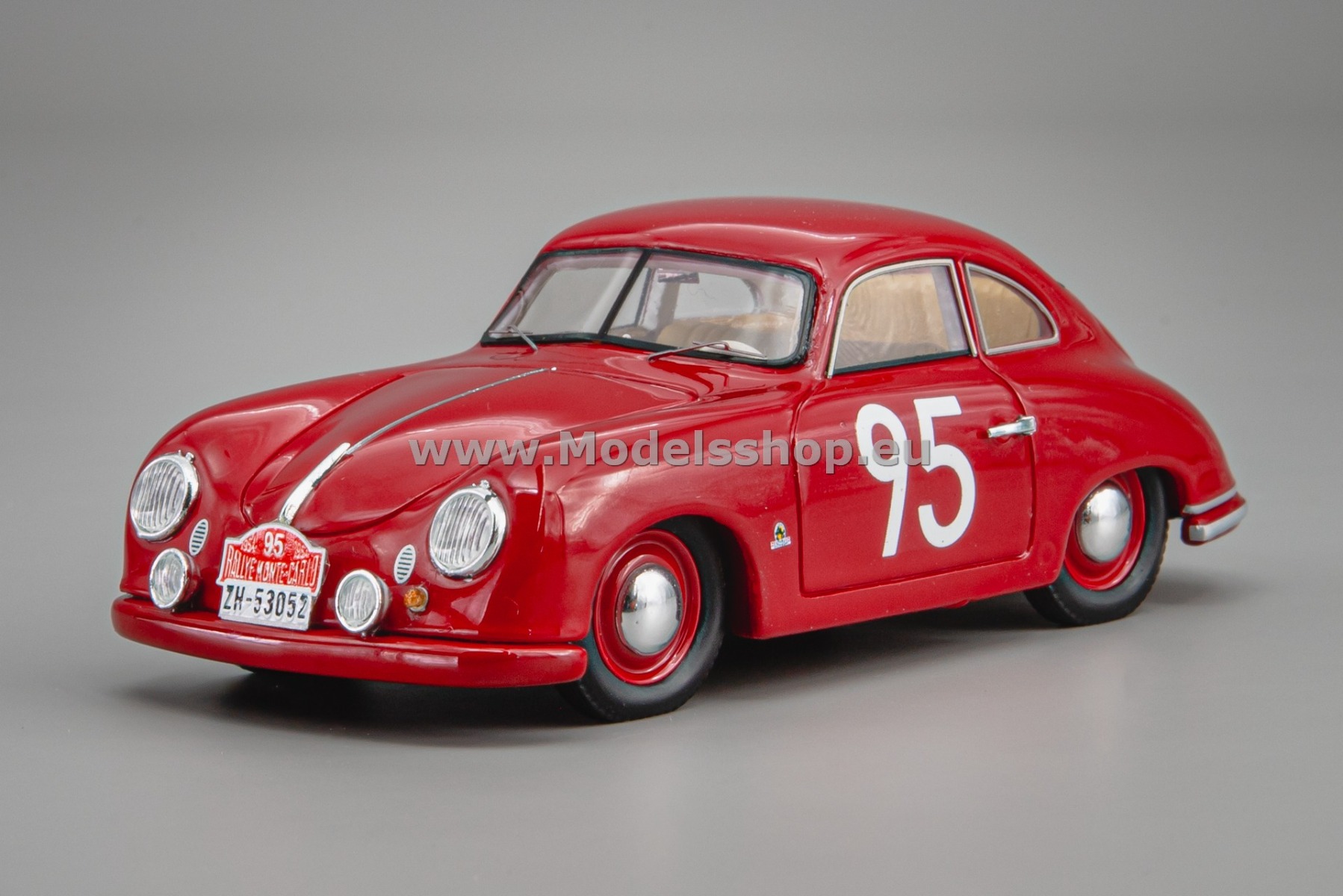 Spark S6134 Porsche 356, No.95 Rallye Monte Carlo 1954, Schild - Bjornestad