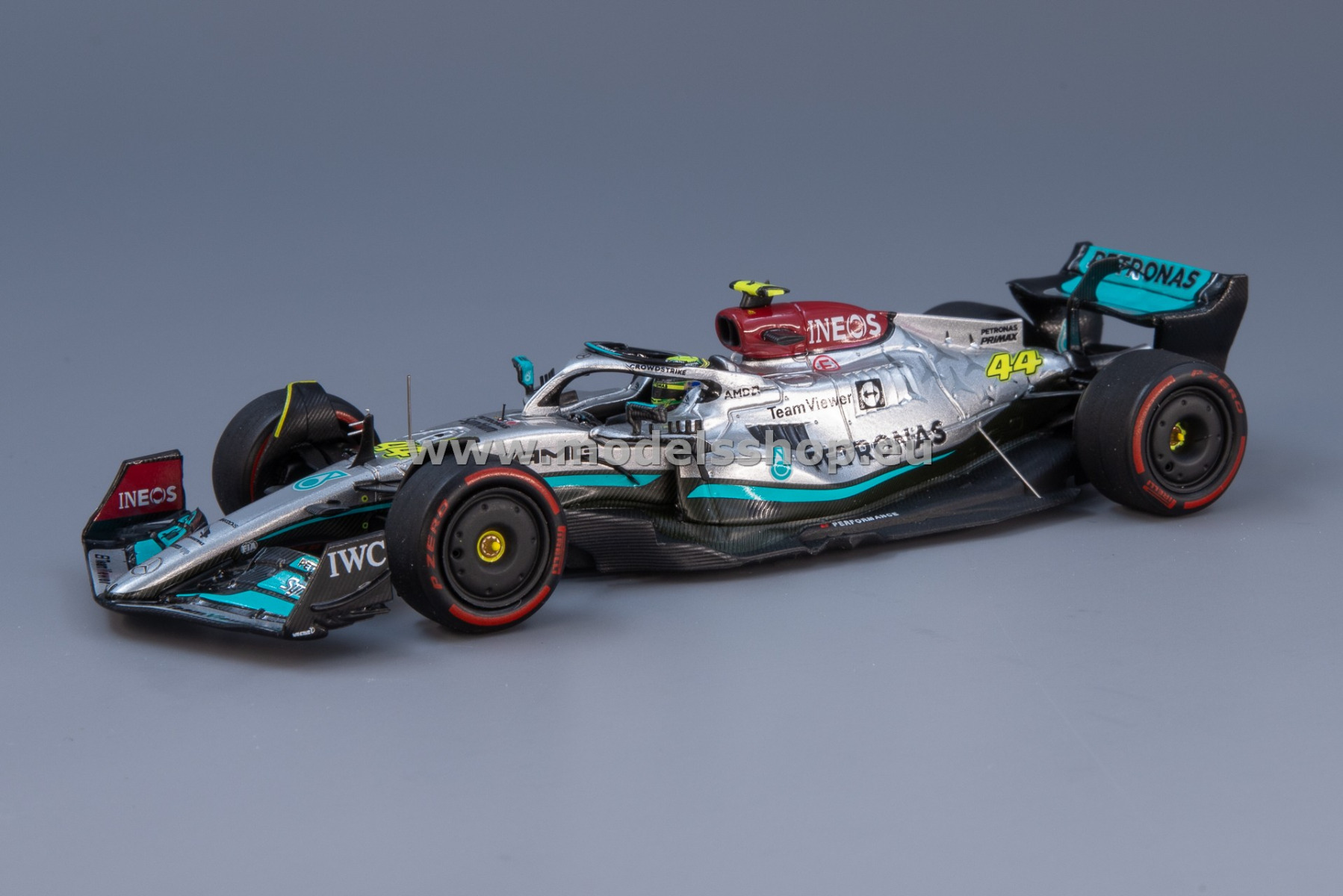 Spark S8556 Mercedes-AMG Petronas F1 W13 E Performance No.44 Mercedes-AMG Petronas F1 Team, Formula 1, 2nd Brazilian GP 2022, Lewis Hamilton (W. pit and number board)