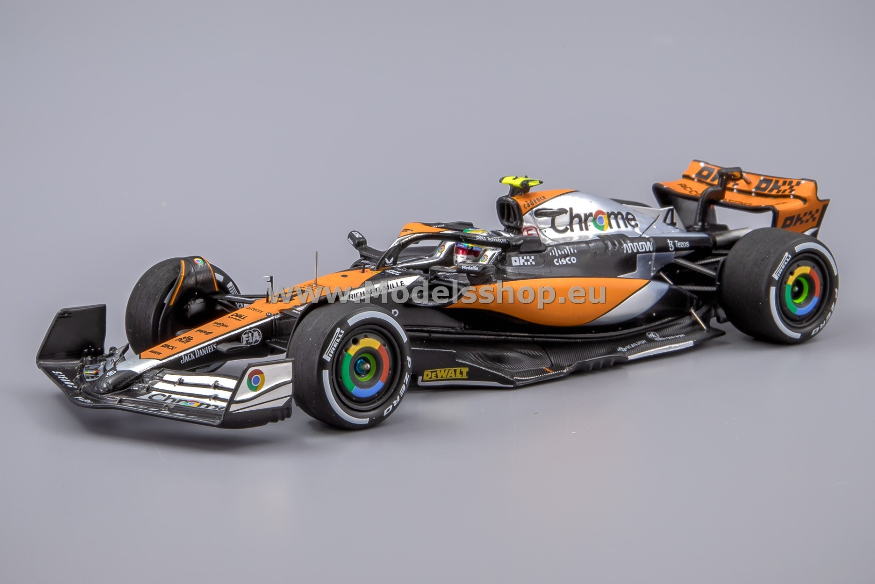 Spark S8593 McLaren MCL60, No.4, McLaren Formula 1, 2nd British GP 2023, Lando Norris (w/ pit board)