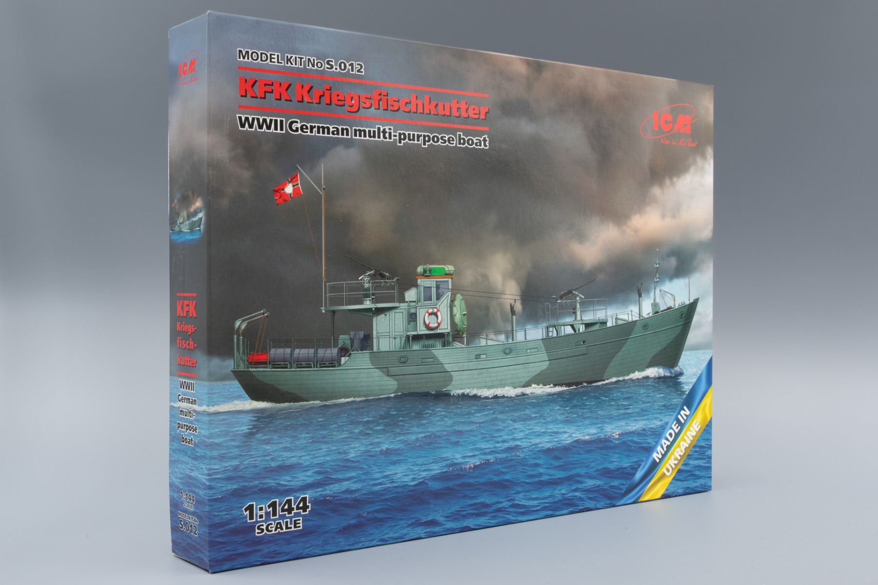 ICM S.012 KFK Kriegsfischkutter WWII German Multi-Purpose Boat Plastic Model Kit - 1:144 Scale