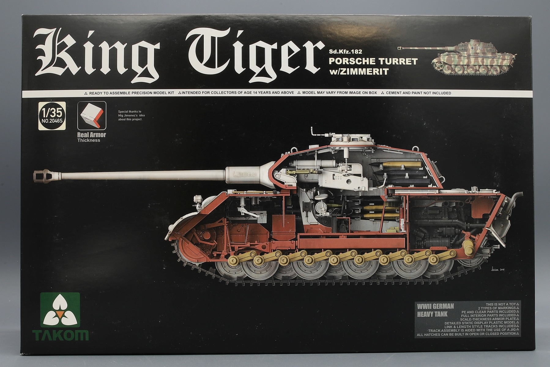 TAKOM2046S Sd.Kfz.182 King Tiger Porsche Turret w/Zimmerit w