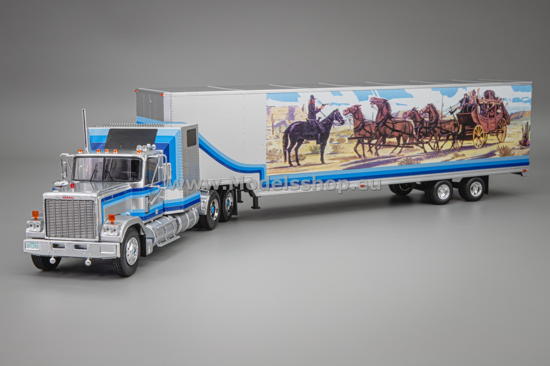 IXOTTR039.22 GMC General tractor truck with Box semitrailer 1980 /silver/