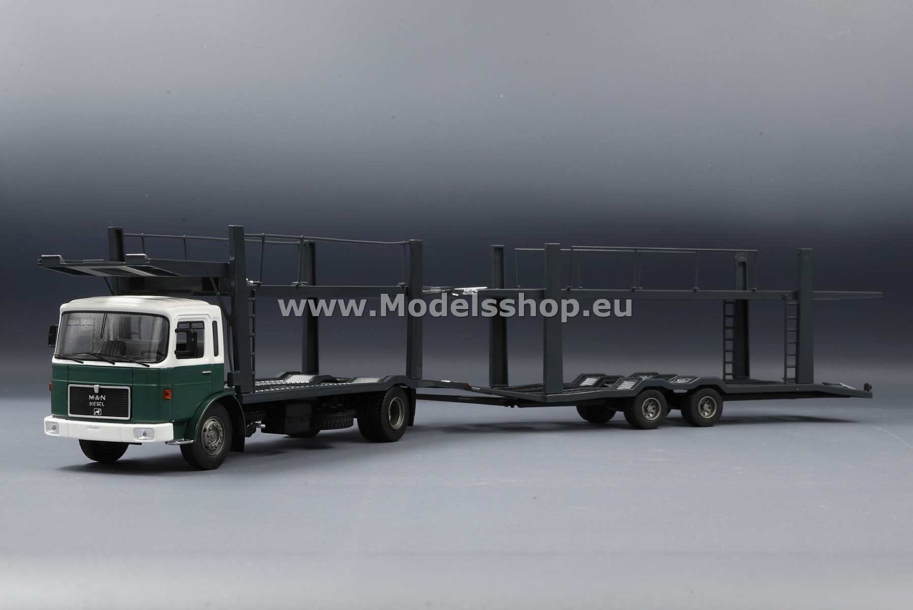 IXO TTRX027 MAN Car transport with trailer, 1970 /green - white/