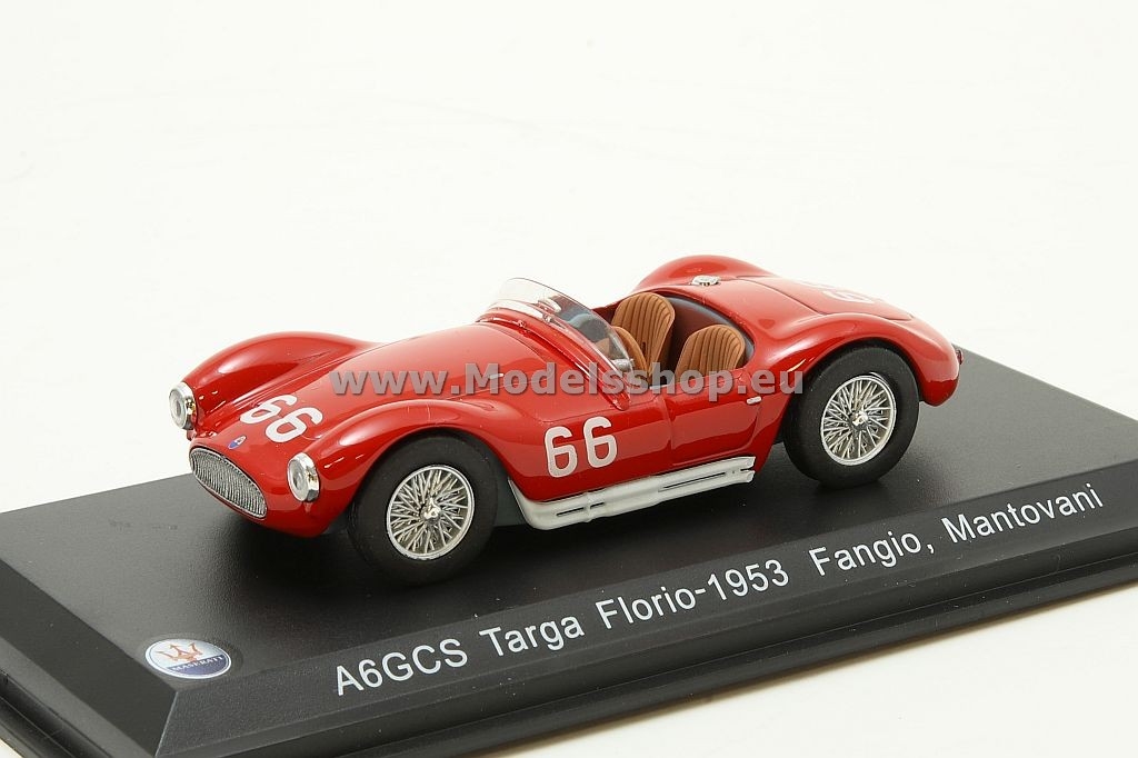 WhiteBox WBS042 Maserati A6GCS, No.66, Officine Alfieri Maserati, Targa Florio, 1953, J.M.Fangio/S.Mantovani