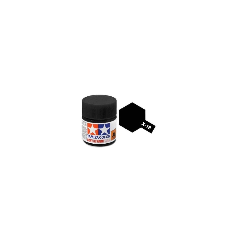 Tamiya TA81518 Acrylic paint X18 /Semi Gloss Black/ 10ml