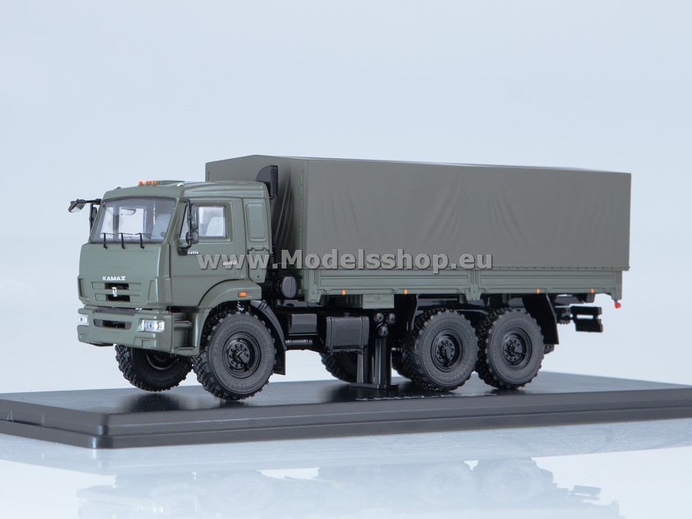 SSM1316 Kamaz-43118 flatbed truck with tent (restyling) /khaki/