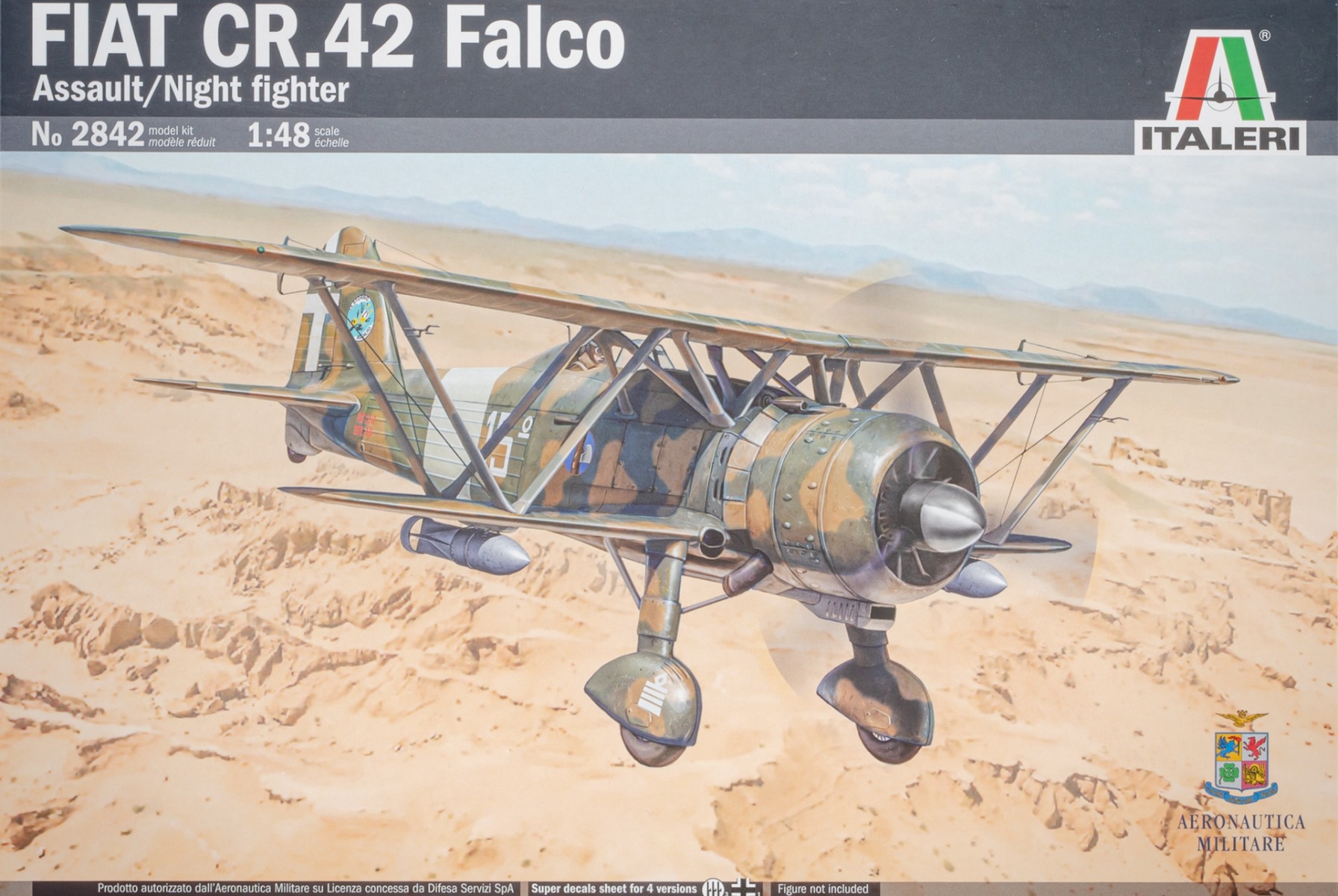 ITALERI Maquette Avion Fiat CR.42 Falco – 1:48, Chasseur Biplan Assaut/Nuit, Kit à Coller Et Peindre, Niveau Intermédiaire