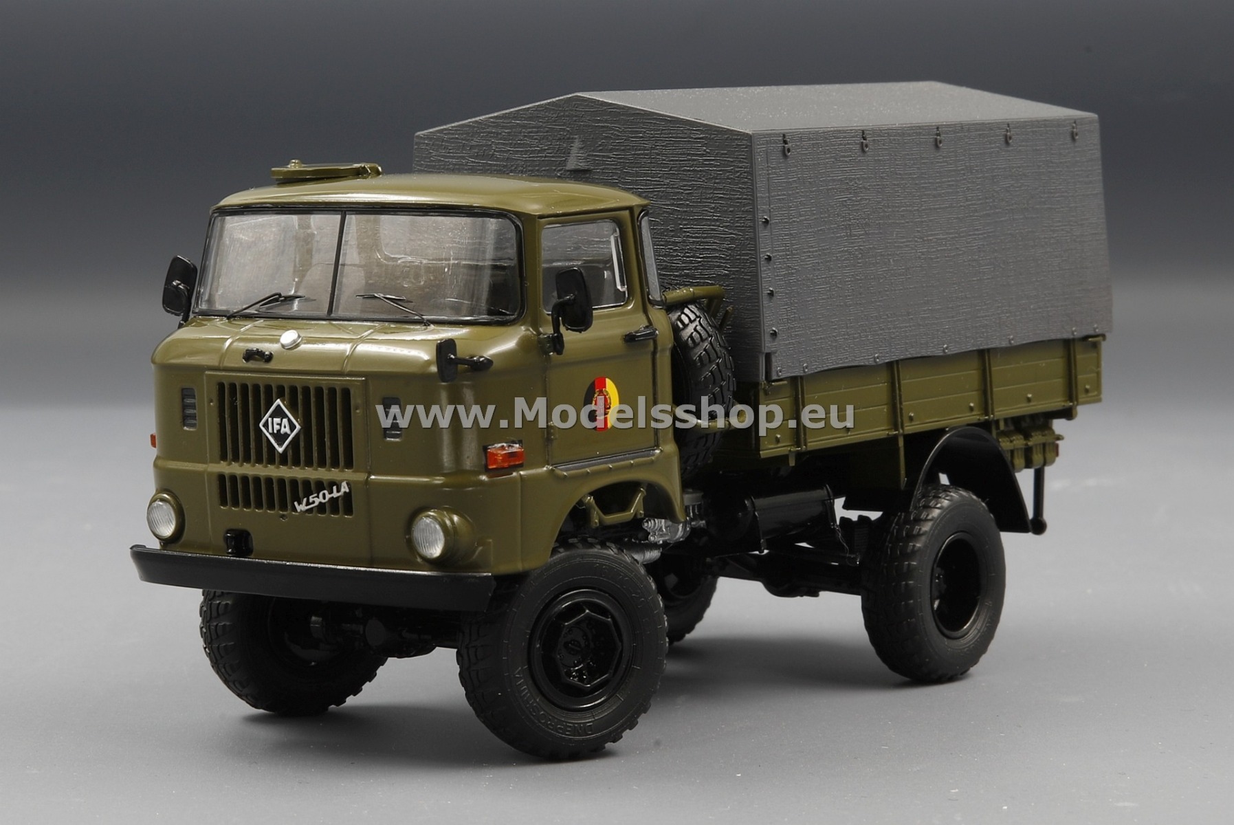 IFA W50 LA 4x4 flatbed truck with tent, NVA /khaki - grey/