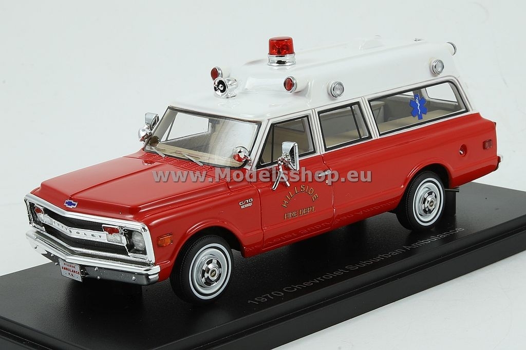 1:43NEO Chevrolet Ambulance シボレー救急車 Chevrolet Suburban Ambulance, Hillside Fire Department, 1970 /red