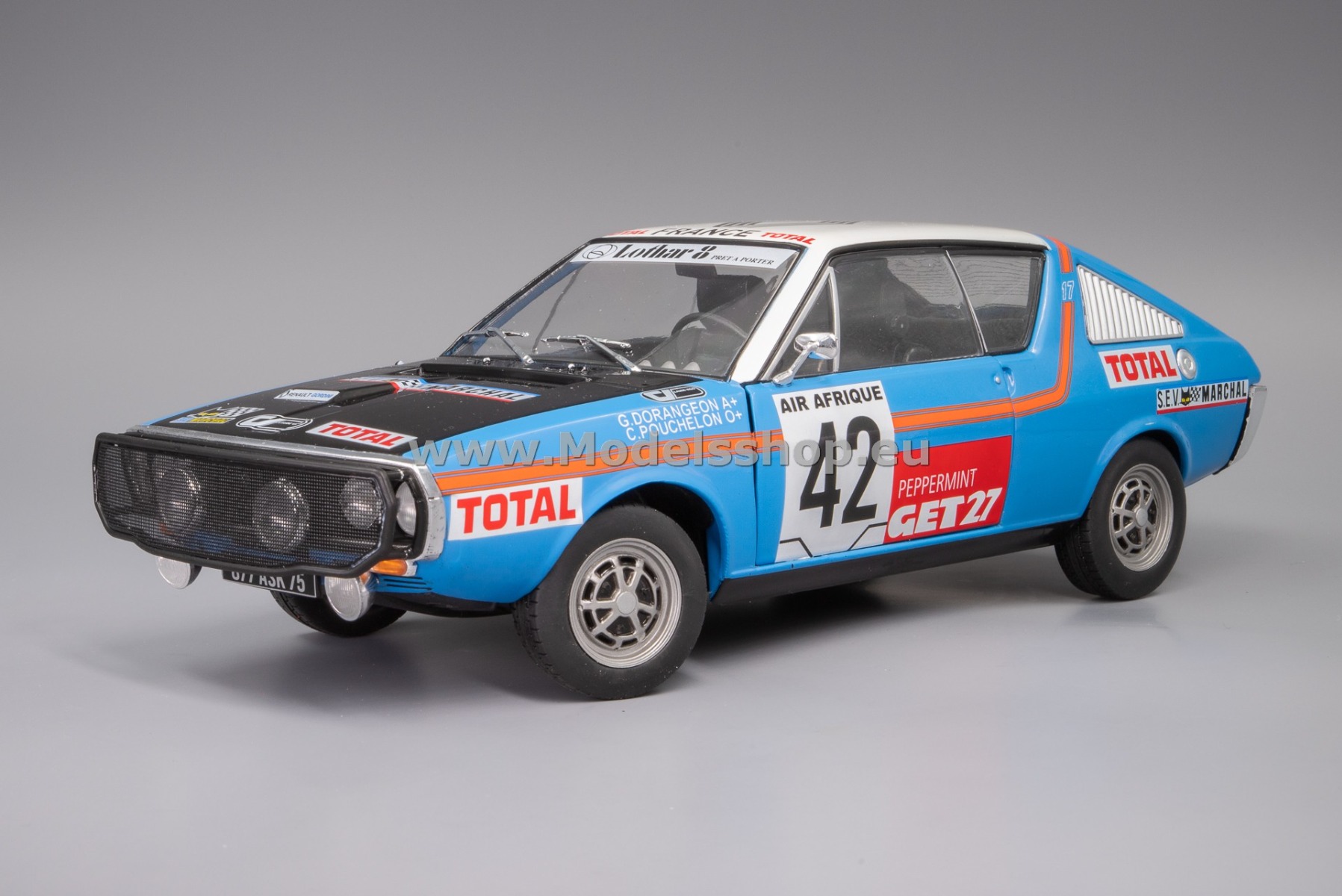 Solido S1803706 Renault 17, No. 42, Rallye Abidjan-Nice 1976