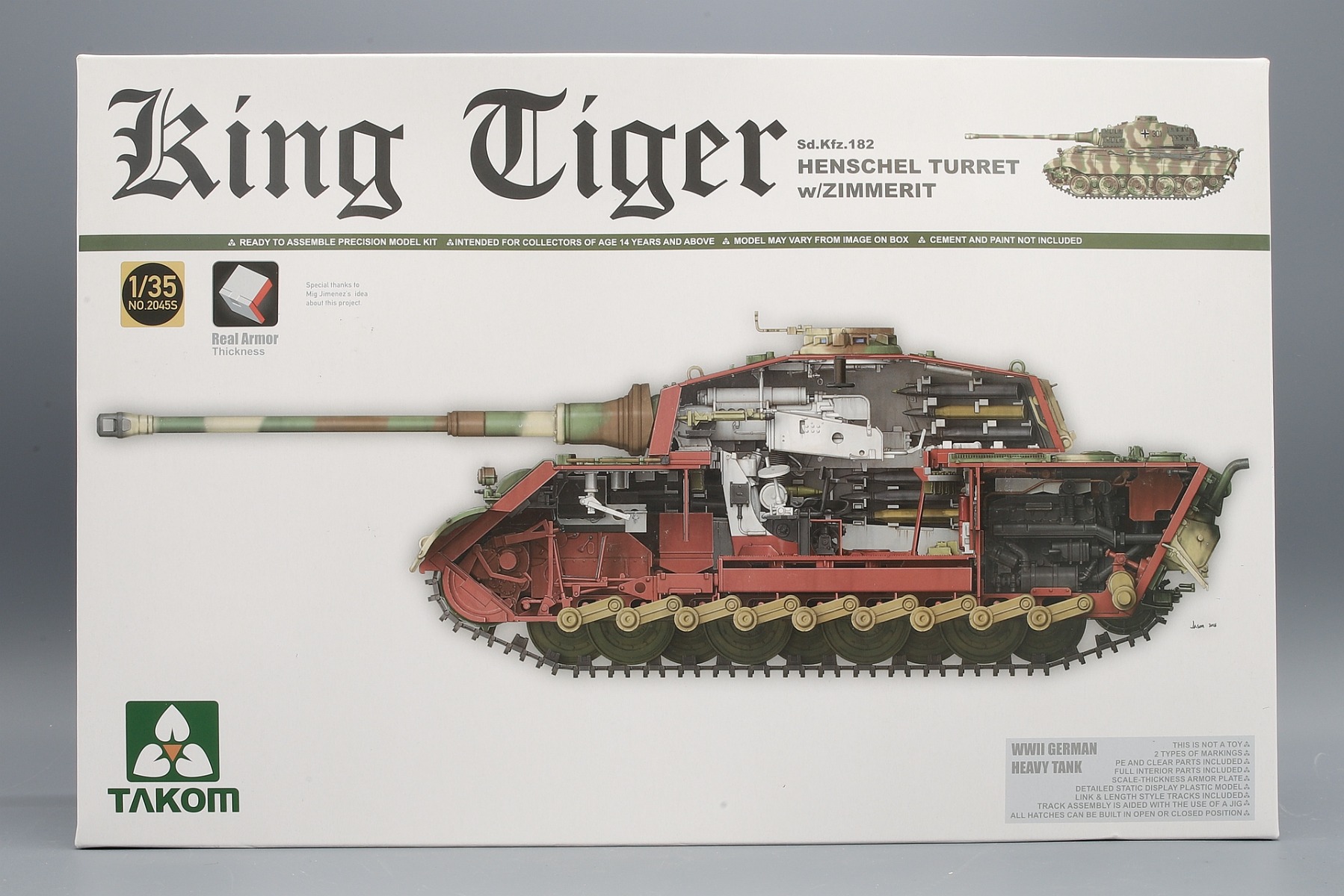 【週末限定セール】TAKOM King Tiger 1/35 Henschel King Tiger Henschel Turret w/Full Interior (Plastic model