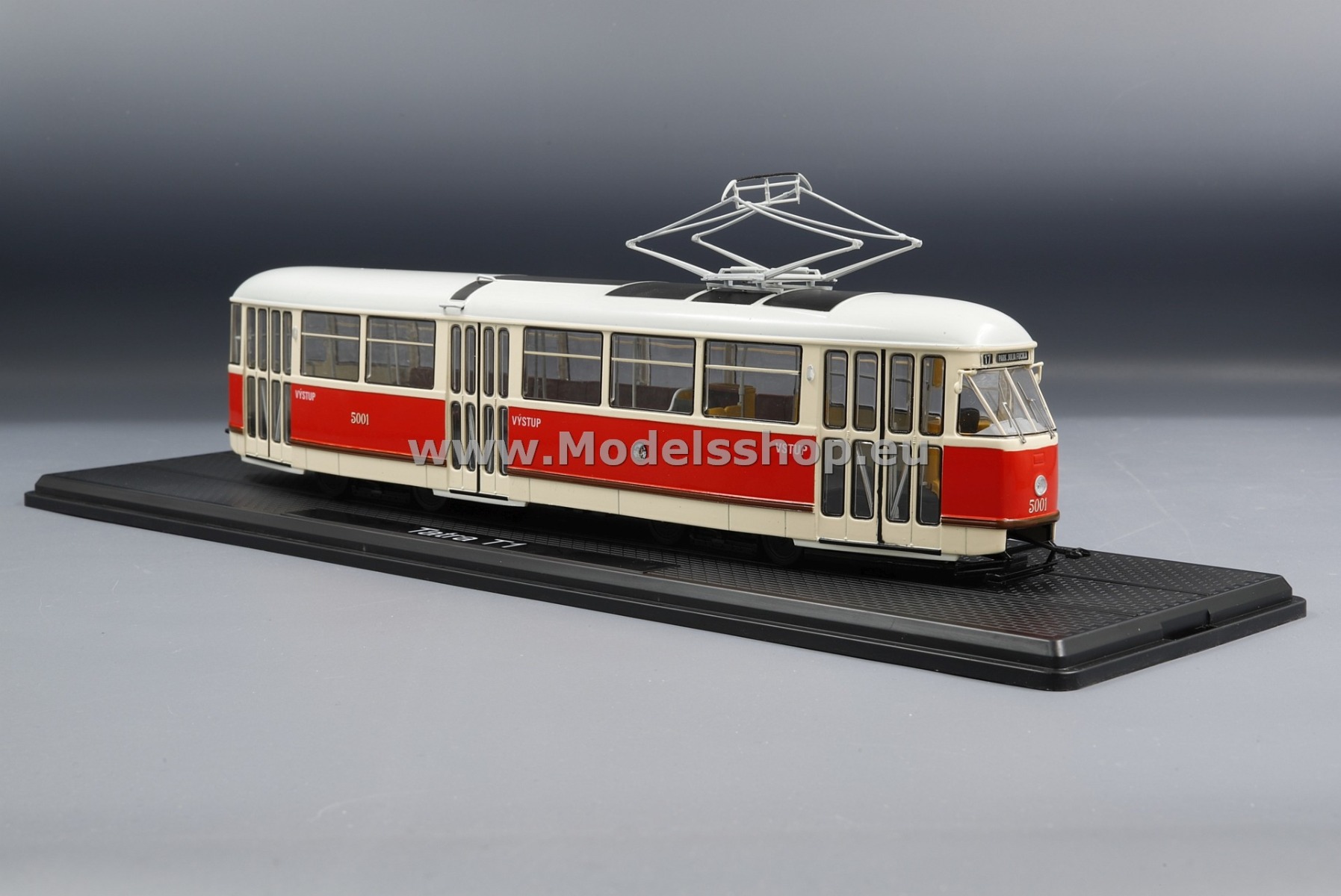 Tatra T1 tram, Prague /red - light beige/